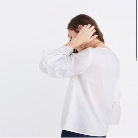 MADEWELL Tiered-Sleeve Top Blouse in White XS & S - Picture 3 of 6